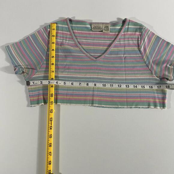 Stylish St. John's‎ Bay Striped Crop Top Raw Hem  - Large - Picture 3 of 4